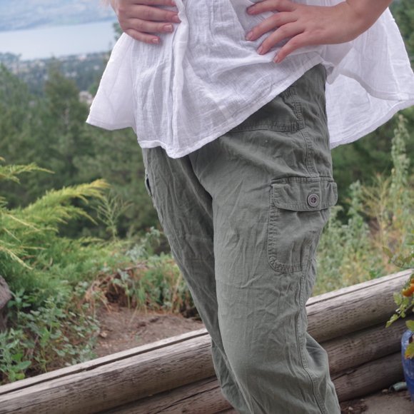 Green Cargo Chico's Linen Blend Plus Size - Picture 2 of 6